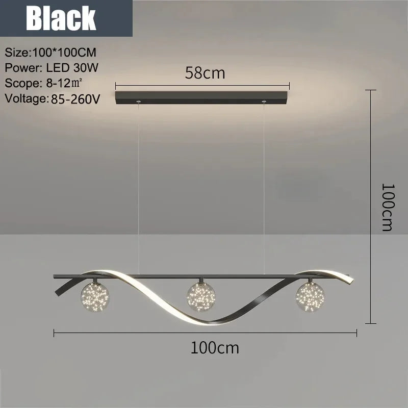 lustre led moderne minimaliste en verre pour restaurant
