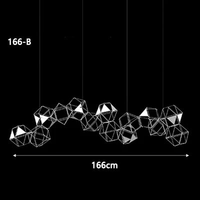 lustre luciole polygonal design nordique en acier inoxydable