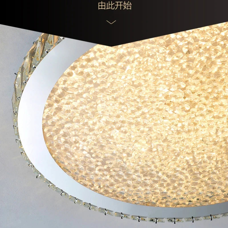 Plafonnier rond ultra-mince en cristal led moderne