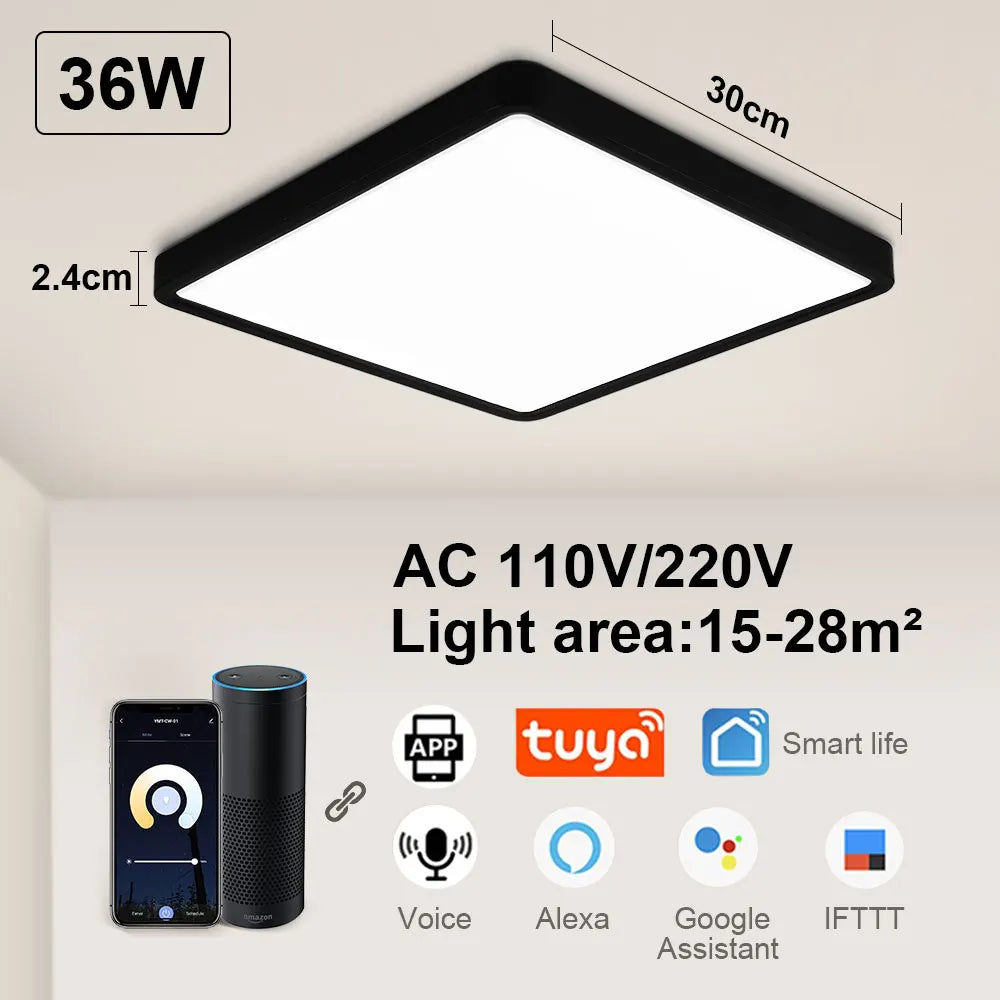 Tuya Smart LED plafonnier App commande vocale Alexa Google télécommande plafonniers carrés salon chambre éclairage