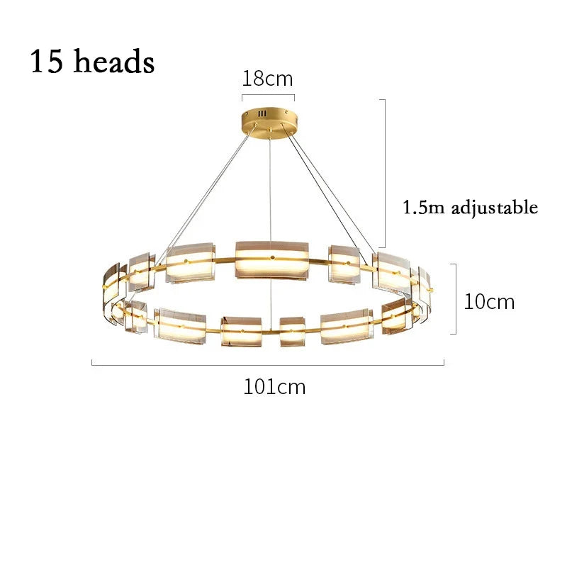 lustre led en verre style simple et moderne pour décoration intérieure