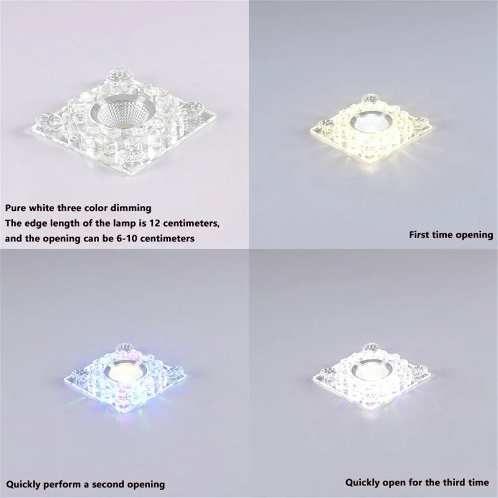 plafonnier led rgb carré en cristal pour décoration intérieure variée