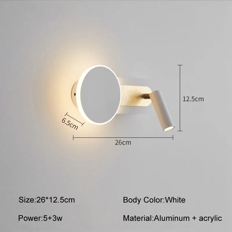 Applique murale led moderne pour hôtel avec interrupteur