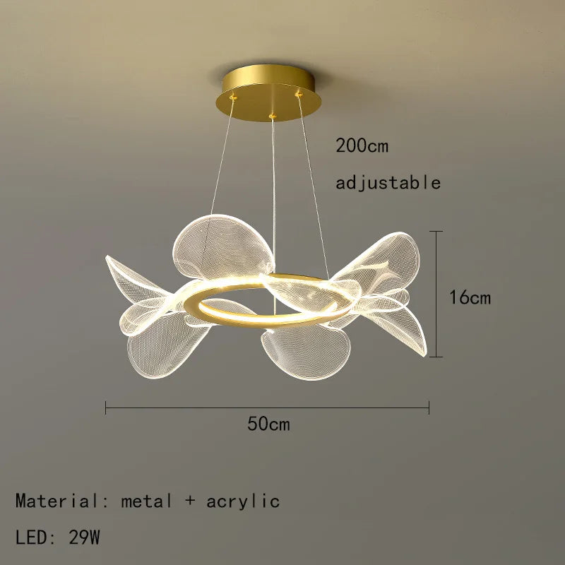 suspension moderne à led avec intensité variable et anneau doré