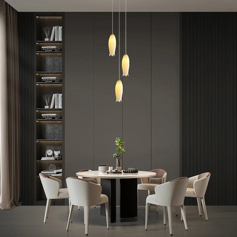 lustre en céramique tulipe pour lampe suspension led rotation duplex