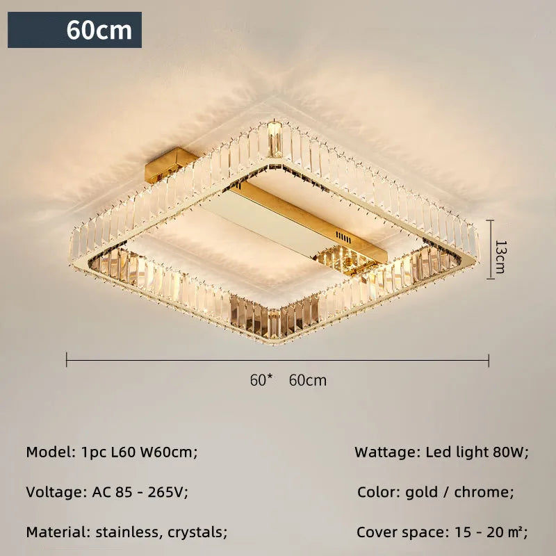 Plafonniers Led modernes à intensité variable pour salon Lustre cristal plafonnier chambre luxe plafonniers luminaires