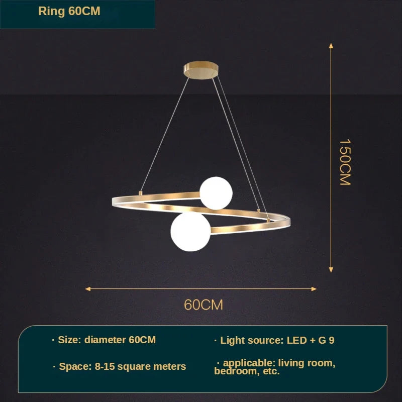 lustre nordique simple anneau led éclairage intérieur décoratif