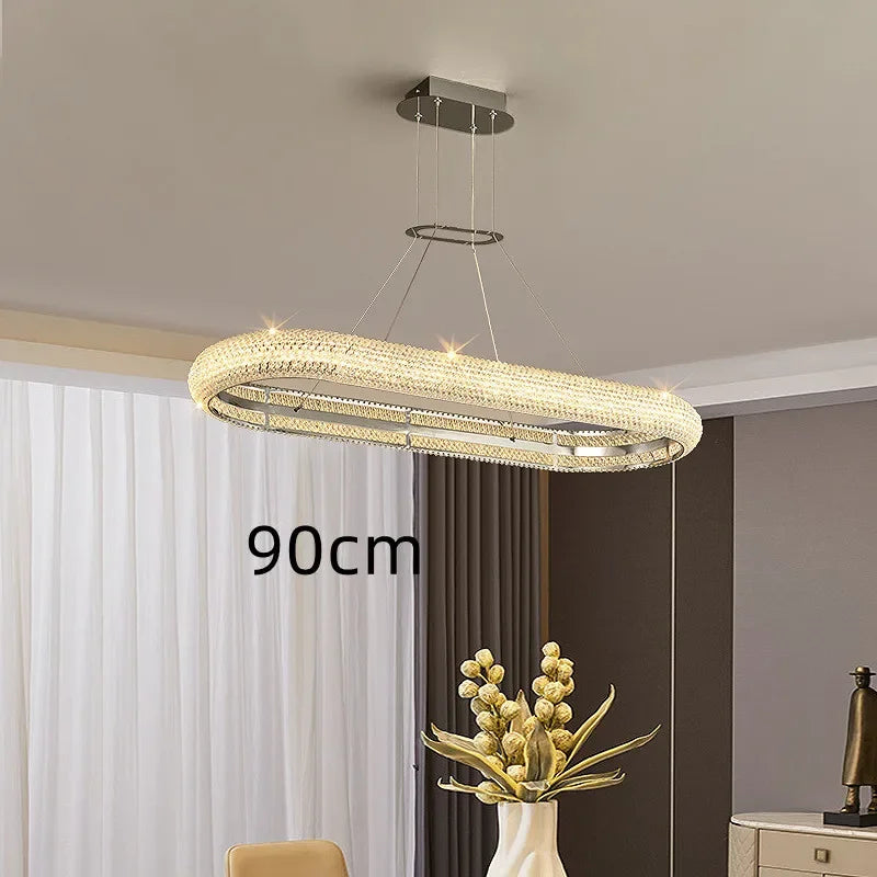 lustre moderne en chrome et cristal pour décoration intérieure