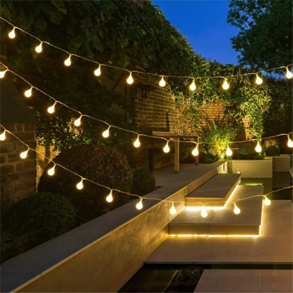 guirlande lumineuse à boules led pour mariage et jardin extérieur