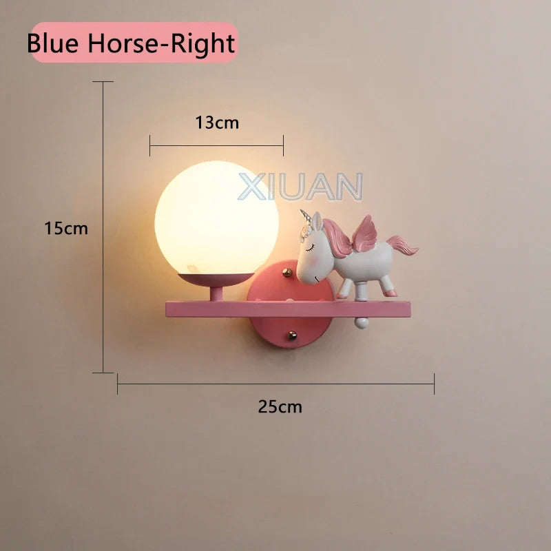 applique murale enfant avec motifs princesse cheval et lapin