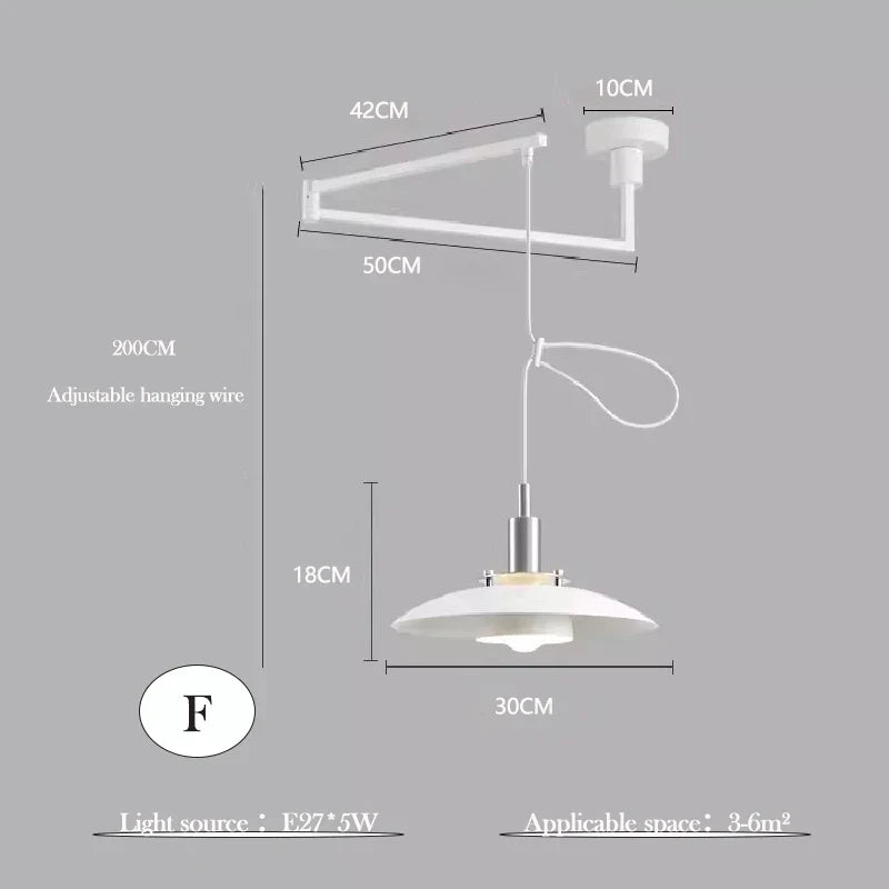 lustre minimaliste extensible rotatif avec bras pivotant pliable