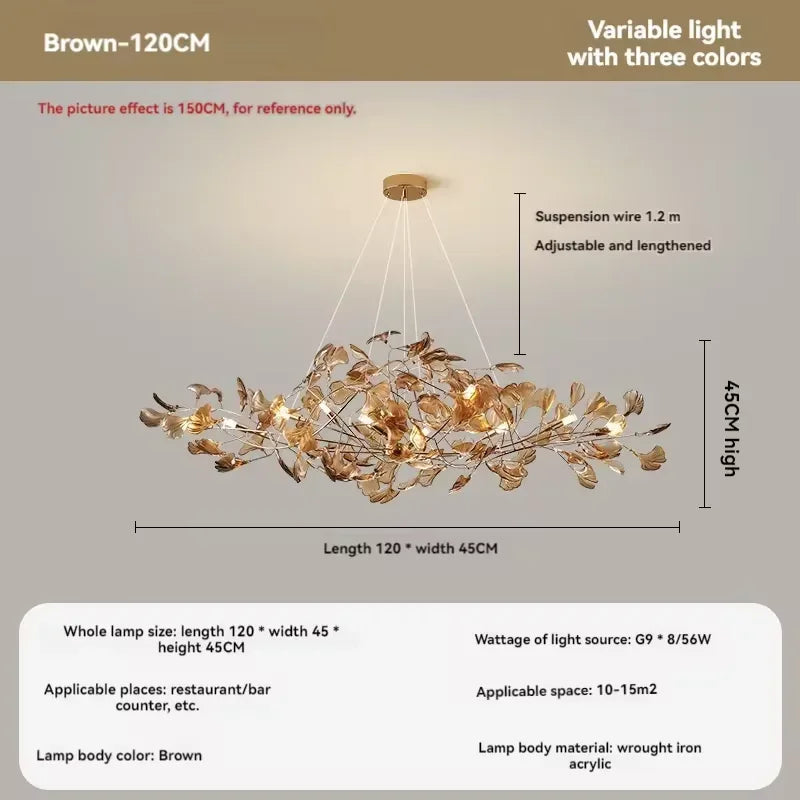 lustre romantique nordique artpad avec feuilles en acrylique pour la maison