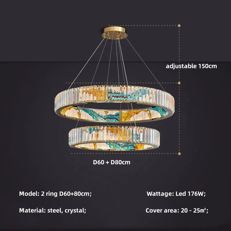 lustre led dimmable moderne en acier cercle décoratif
