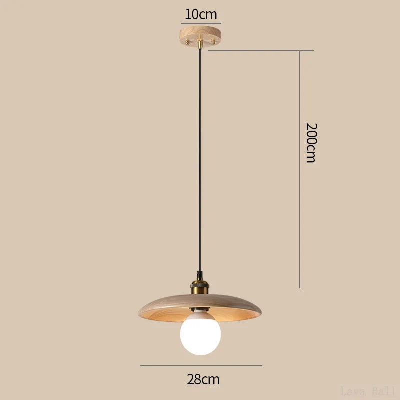 Lampe de style idyllique soucoupe volante bois lampes suspendues E27 Table à manger décor lumière Restaurant chevet salon de thé chapeau lampe suspendue