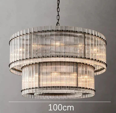 lustre de luxe en cristal double anneau doré led suspendu