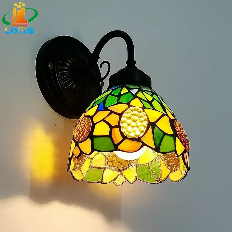 applique murale tiffany vitrail tournesol pour éclairage intérieur