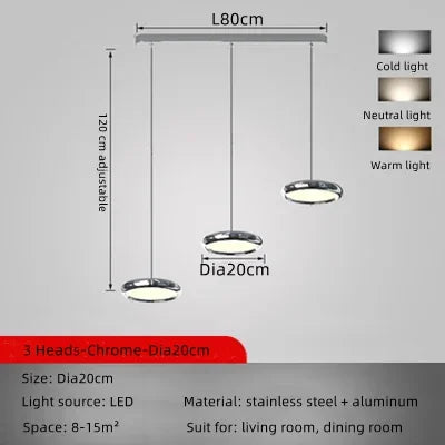 suspension led circulaire design moderne en aluminium pour intérieur
