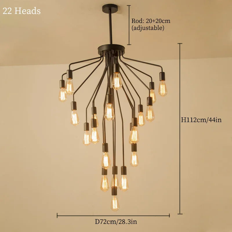 lustre rétro en fer avec led pour décoration intérieure