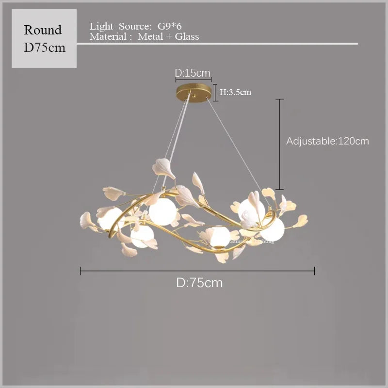 suspension luxe ginkgo design moderne pour éclairage élégant