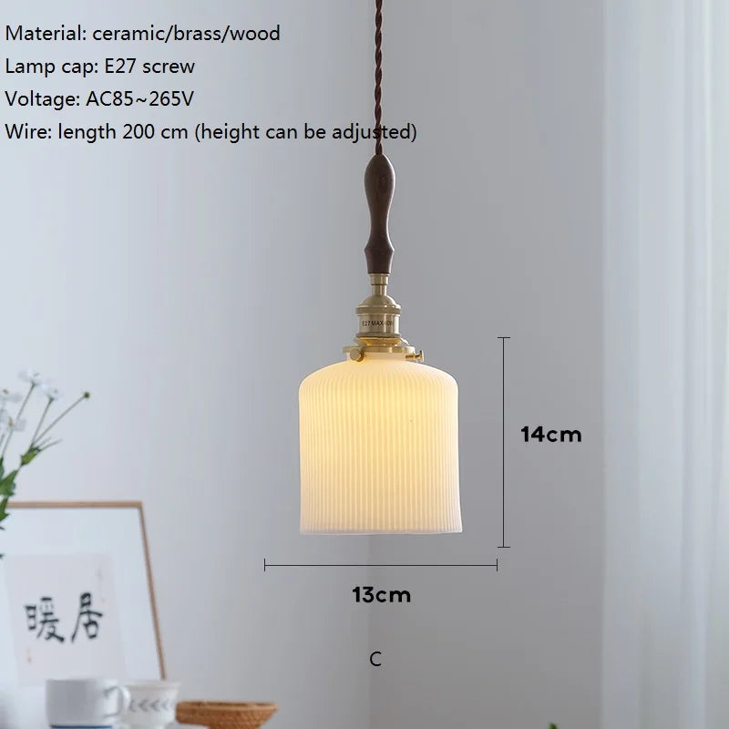 suspension led en céramique japonaise pour cuisine restaurant