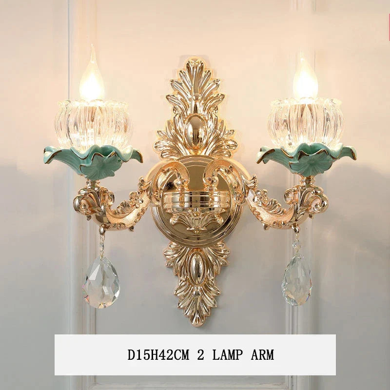 lustre de luxe moderne style européen rétro en cristal et céramique