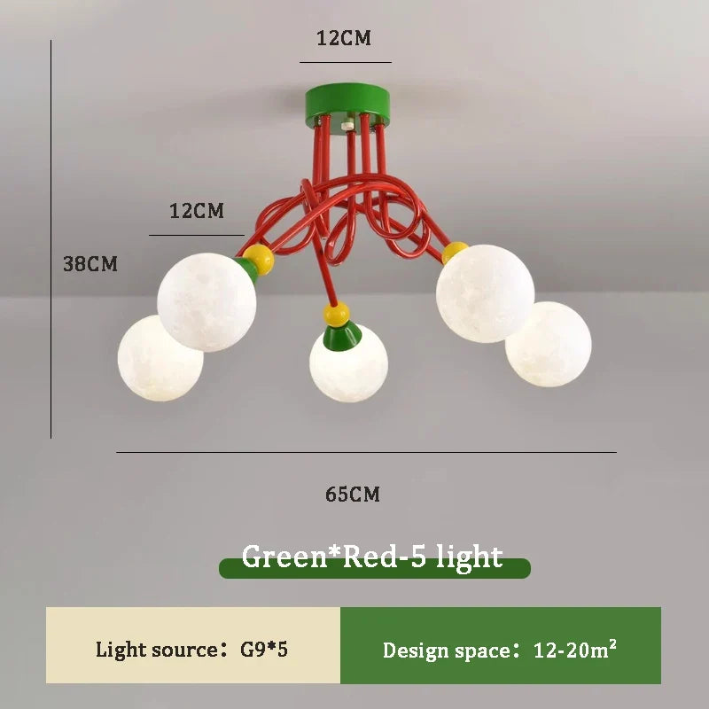 lustre nordique coloré pour chambre d'enfant moderne et simple