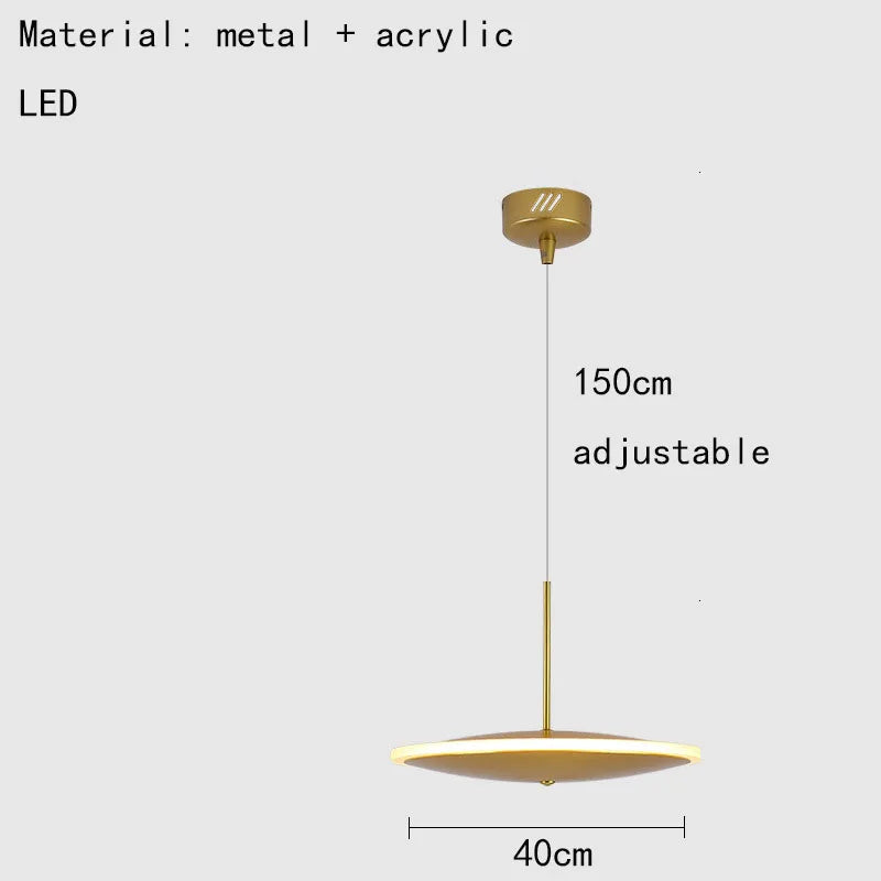 lampe led ronde en métal art déco avec fil réglable