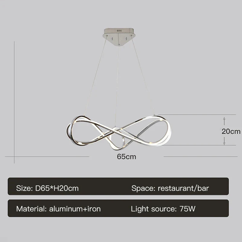 suspension design moderne avec télécommande et courbes élégantes