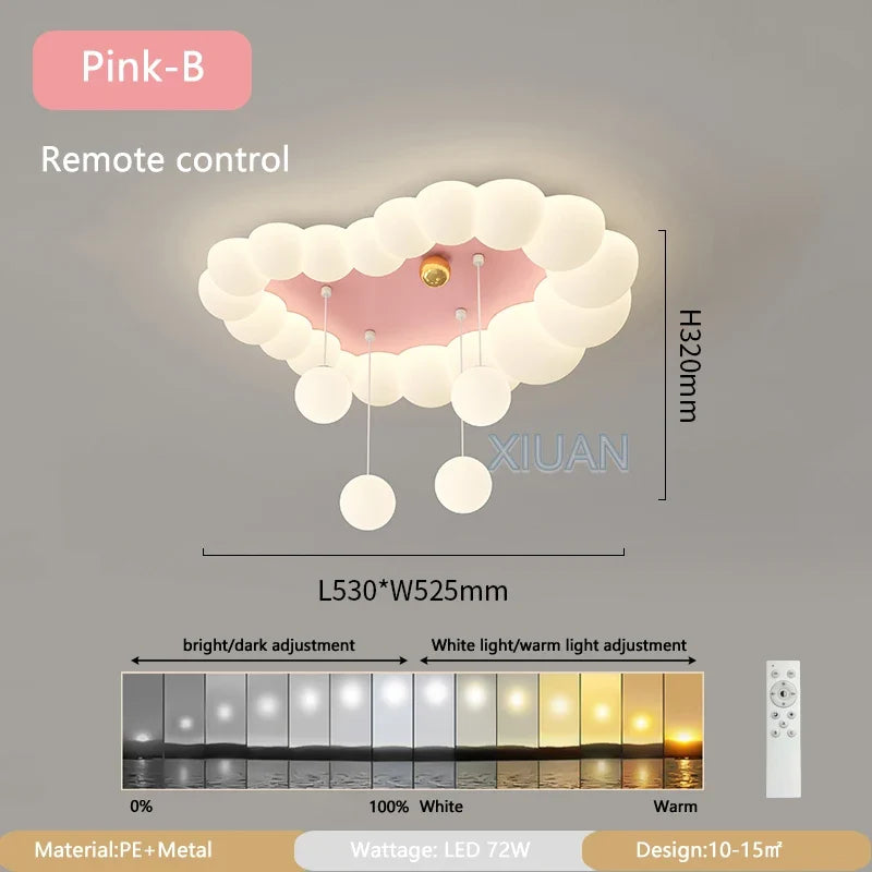 Nordic Cloud Ceiling Lamps Bedroom Ceiling Light Pink White Bubble Design Children's Room Chandelier Lights for Princess Room