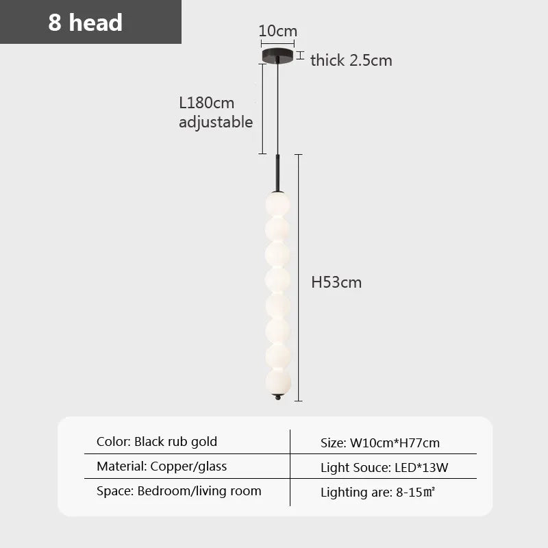 Suspension en verre nordique LED cuivre vent gourde 3-8 tête chevet suspendu décor lampe pour étude chambre salon éclairage
