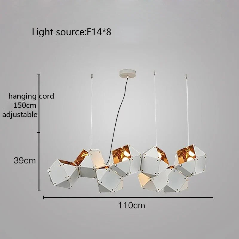Modern luxury creative LED dining room chandelier New cube art living room decorated kitchen, meeting room hanging chandelier