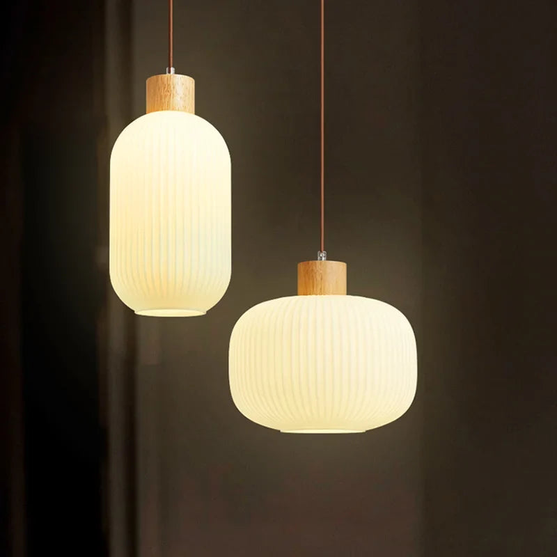 lustre moderne loft led avec abat-jour en verre