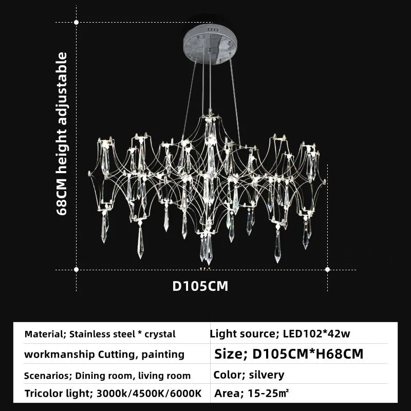 lustre post-moderne cube de lumière en cristal acier inoxydable led