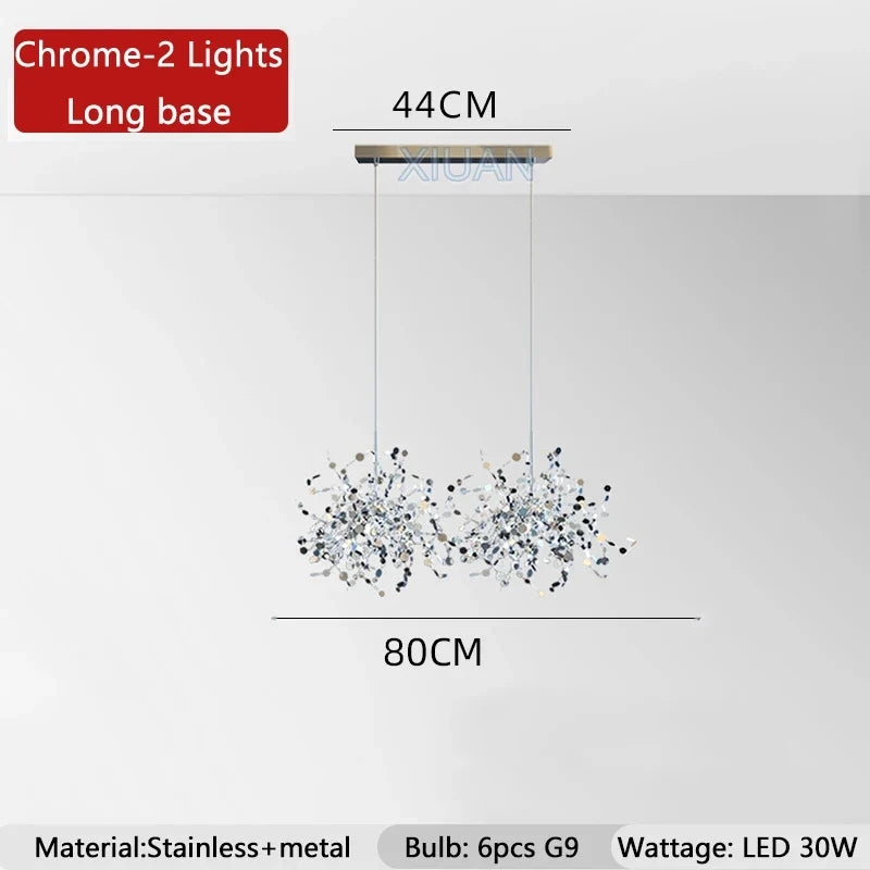 Nordic Luxury Stainless Steel Pendant Lamp Silver Chrome Dining Table Hanging Light Living Room Bar Clothes Shop Decor Lustre