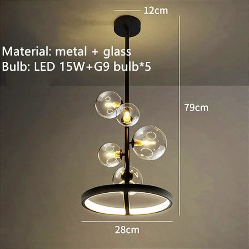 lustre en verre design nordique pour éclairage moderne décoratif