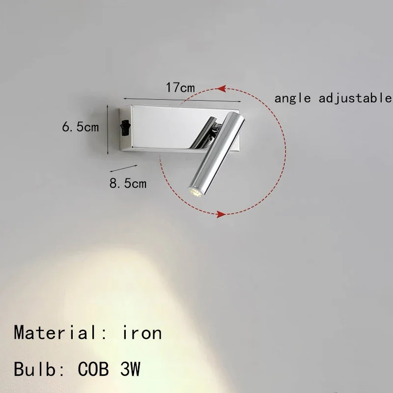 applique murale métal chrome lecture angle réglable