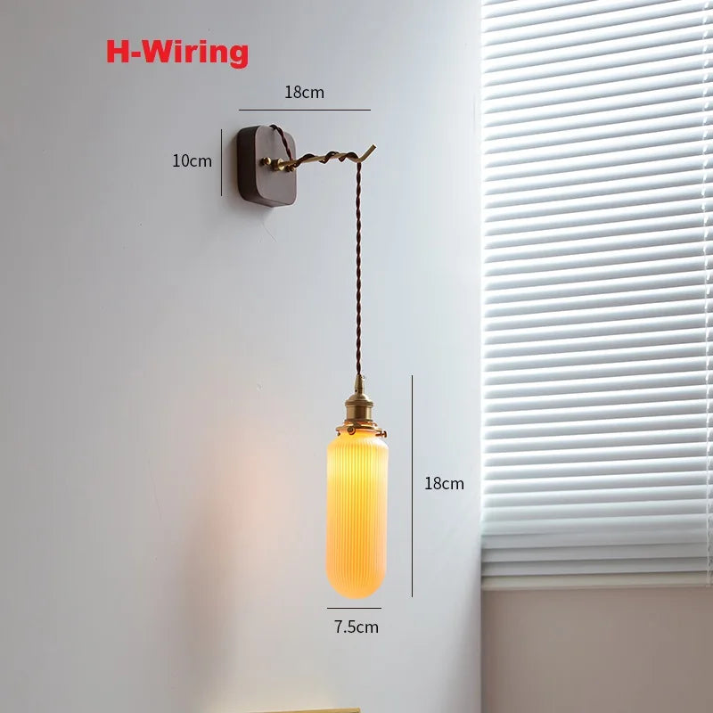 applique murale led moderne en bois de noyer nordique wabi-sabi
