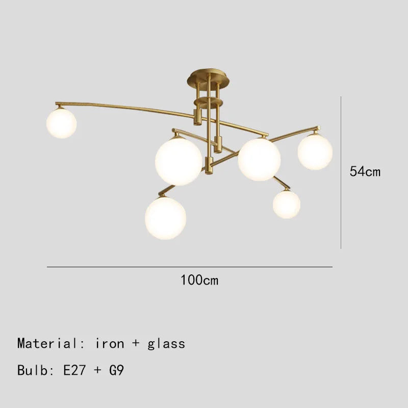 lustre en métal et verre pour barre de suspension cuisine