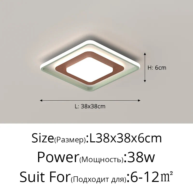 lampe de salon minimaliste carrée à grains de bois
