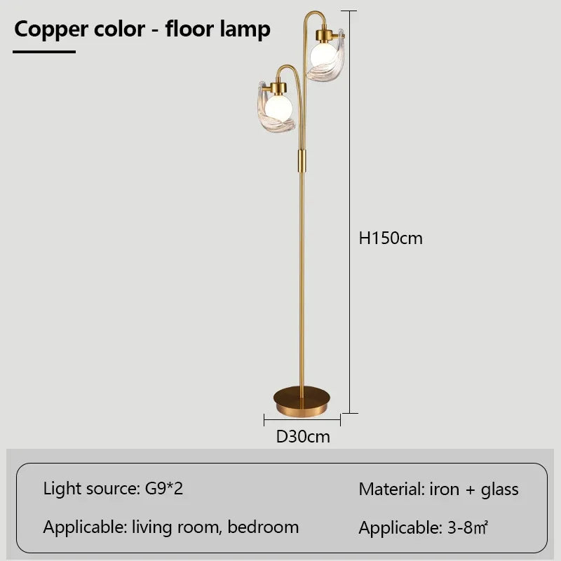 lustre de luxe en verre de coquille avec lampes led créatives
