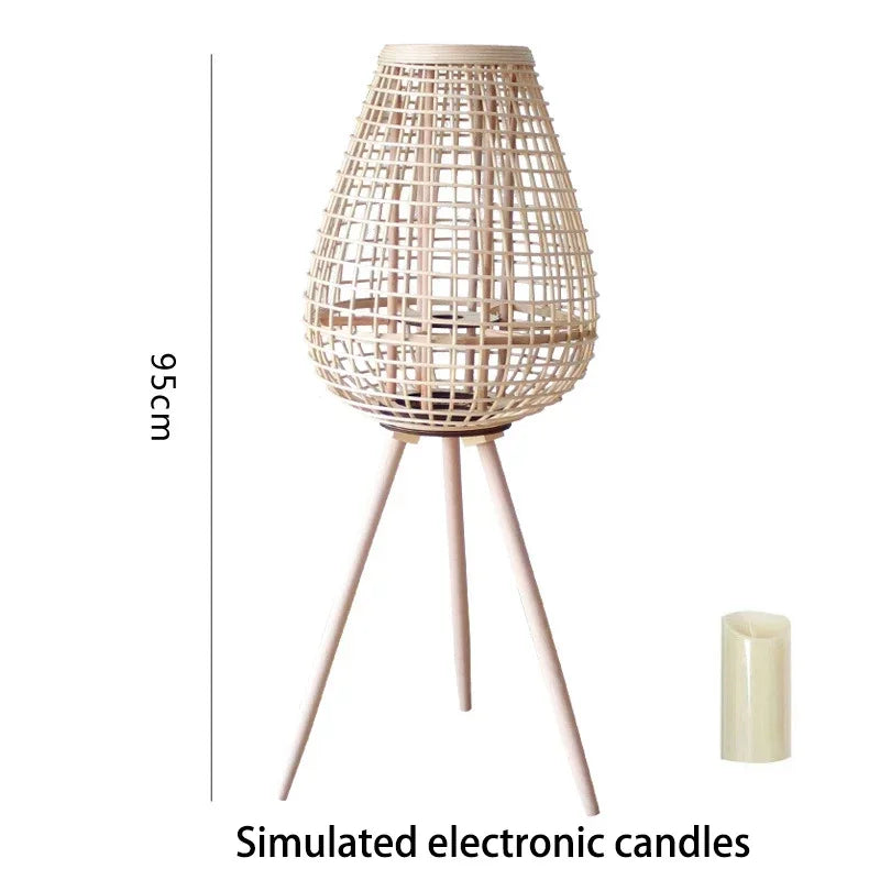Lampe à vent en rotin avec pieds