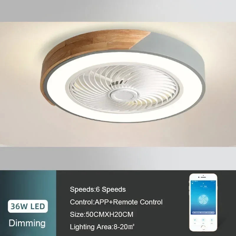 ventilateur de plafond intelligent avec lumière et pales réversibles 6 vitesses