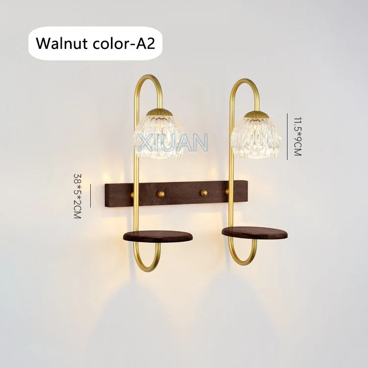 appliques murales led modernes avec étagère en verre transparent