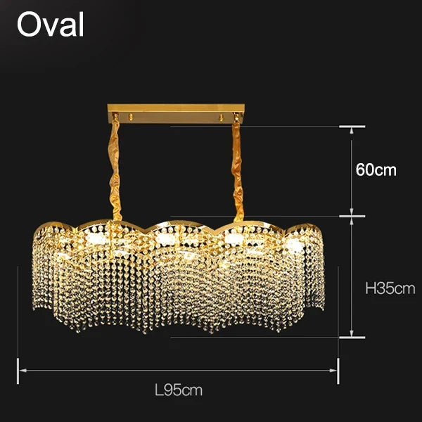 lustre moderne en cristal doré haute suspension design élégant pour intérieur