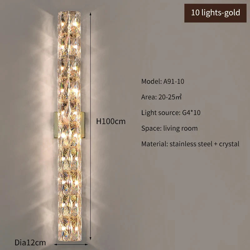 applique murale led en cristal k9 éclairage de luxe moderne