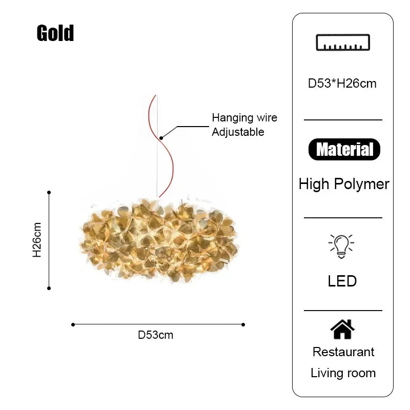Italy Petal Lustre Led Chandelier Ceiling Pendant Lamps Suspension Hanging Light Fixture Indoor
