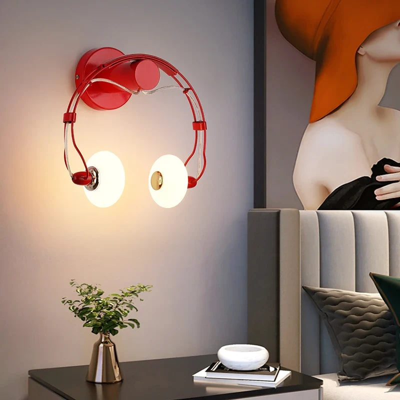Applique murale LED créative en forme de casque audio