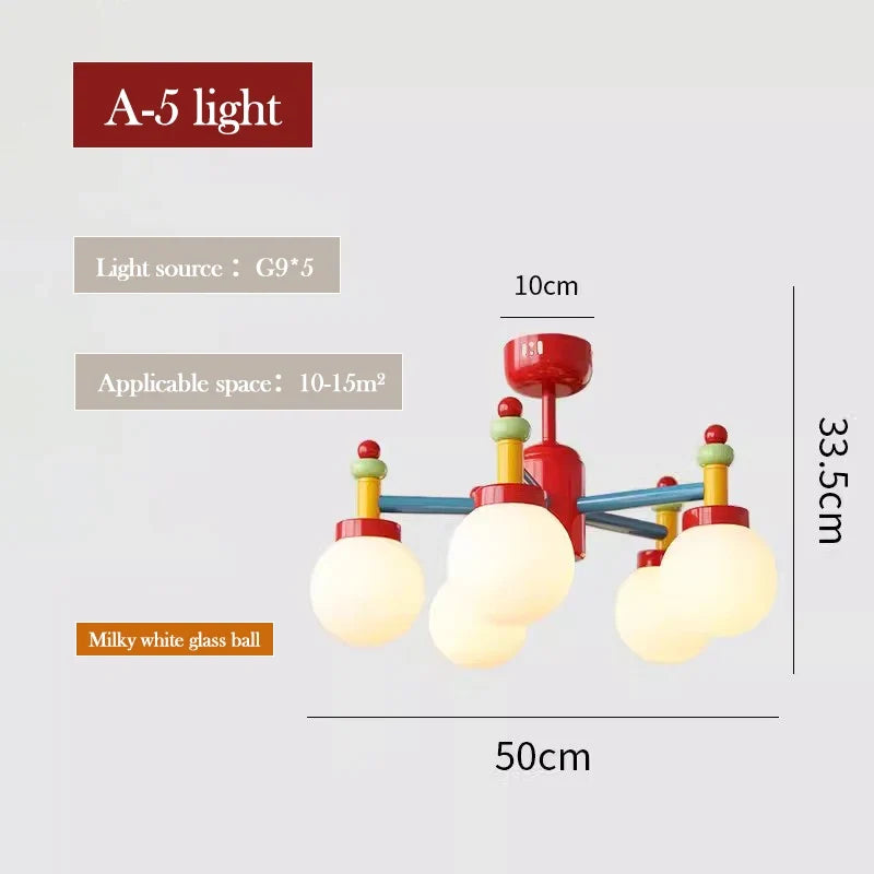 lustre coloré en verre pour chambre d'enfant princesse