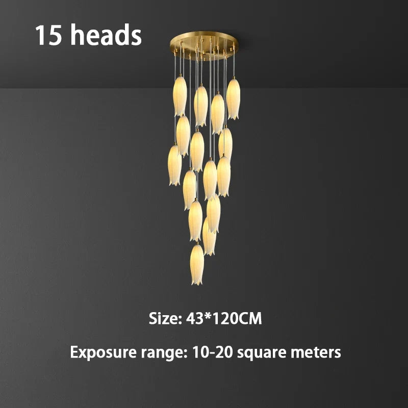 lustre en céramique tulipe pour lampe suspension led rotation duplex