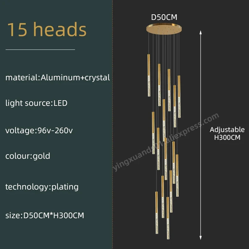 lustre en cristal moderne pour éclairage intérieur minimaliste